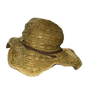 Anthropologie Staring at Stars Women’s Yellow Toyo Straw Hat with Brown Band